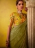 Olive green glass tissue sequins embroidered wedding saree with blouse 2153